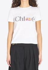 Chloé Logo Print Slim T-shirt White CH26SJH08197--101
