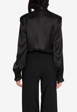 Gucci Silk Satin Shirt with Bow Black 860509-ZHS19-1000