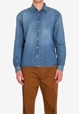 Saint Laurent Cassandre Faded Denim Shirt Blue 862246-Y29YA-4428