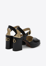 Valentino Fawcette 90 Calf Leather Platform Sandals Black 8W2S0MI1-ZJM-0NO