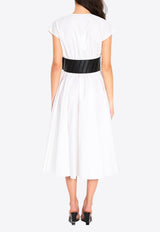 Alaïa Belted Midi Dress White AA9R2890T611C--000