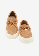 Hogan Crosswind Suede Flatform Boat Loafers Brown HXW7050GB30-BTM-C811