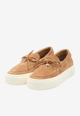 Hogan Crosswind Suede Flatform Boat Loafers Brown HXW7050GB30-BTM-C811
