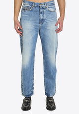 Versace Stud-Embellished Straight-Leg Jeans Blue 1022211-1A16804-1D190