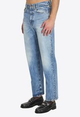 Versace Stud-Embellished Straight-Leg Jeans Blue 1022211-1A16804-1D190