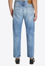 Versace Stud-Embellished Straight-Leg Jeans Blue 1022211-1A16804-1D190