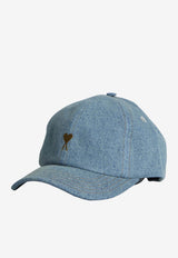 AMI PARIS Ami De Coeur Washed Denim Baseball Cap Blue UCP264-DE0046-480