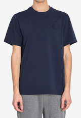 Moncler Embroidered Logo Crewneck T-shirt Navy L10918C00044-89AUG-77B