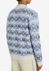 Casablanca Space Dye Zip Sweater Blue SP26KW1162--01