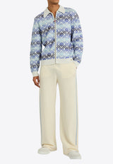 Casablanca Space Dye Zip Sweater Blue SP26KW1162--01