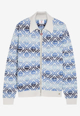 Casablanca Space Dye Zip Sweater Blue SP26KW1162--01