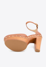 Chloé Lola 130 Studded Leather Platform Pumps Brown CH26S17NVV--27T