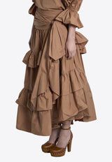 Chloé Ruffled Maxi Skirt Brown CH26UJU53144--26U