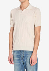 Roberto Collina Ribbed Knit Polo T-shirt Beige 261MYA13124--03