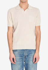 Roberto Collina Ribbed Knit Polo T-shirt Beige 261MYA13124--03