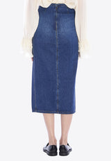Chloé Faded Denim Midi Skirt Blue CH24WDJ01150--402