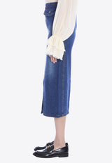 Chloé Faded Denim Midi Skirt Blue CH24WDJ01150--402