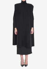 Valentino Fluffy Cashmere-Blend Cape Coat Black 5B0CG4G0-8Y5-0NO