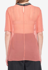 Emanuel Ungaro U Logo Patch Sheer Blouse Coral 19566-.-