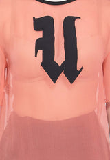 Emanuel Ungaro U Logo Patch Sheer Blouse Coral 19566-.-