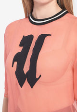 Emanuel Ungaro U Logo Patch Sheer Blouse Coral 19566-.-
