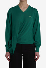 Loewe Draped Wool V-neck Sweater Green S540Y14KHD--4100