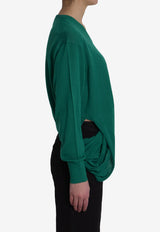 Loewe Draped Wool V-neck Sweater Green S540Y14KHD--4100