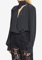Federica Tosi Cross-Over Scarf Blouse Black 41103-412-29