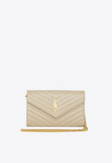 Saint Laurent Cassandre Matelassé Leather Clutch Bag Beige 377828-BOW01-2721