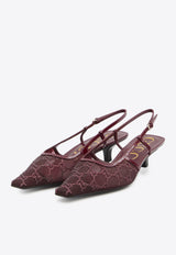 Gucci 35 GG Crystal Slingback Mesh Pumps Red 674668-FAEQ0-6255