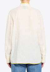 Valentino Floral-Embroidered Linen Shirt Off-white 8B3AB826-9M4-AM0