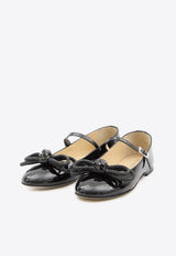 Mach & Mach Double Bow Ballet Flats in Patent Leather Black PF24-S0741-010-PAT-BLK