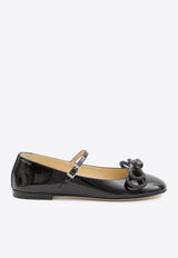 Mach & Mach Double Bow Ballet Flats in Patent Leather Black PF24-S0741-010-PAT-BLK