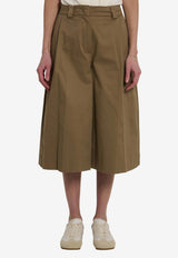 TheLatest Dakota Wide-Leg Bermuda Pants Brown TLW03120T0176-ABTP-T0031