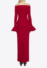 Solace London Anica Off-Shoulder Crepe Gown Red OS46053--RED