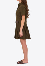 Loewe Pleated Mini Shirt Dress Khaki S359Y09XKP--4160