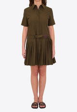 Loewe Pleated Mini Shirt Dress Khaki S359Y09XKP--4160