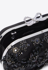 Self-Portrait Floral Crystal Clutch Black RS26304--BLACK