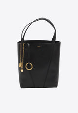 Chloé Spin Tote Bag in Glossy Leather Black CHC25SS811N84--001