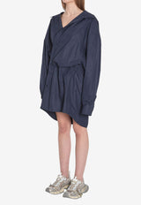 Balenciaga Oversized Mini Shirt Dress Blue 814136-TRM17-4530