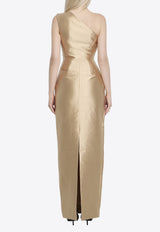 Solace London Kira One-Shoulder Maxi Dress Champagne OS37025--CARAMEL