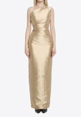 Solace London Kira One-Shoulder Maxi Dress Champagne OS37025--CARAMEL