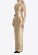 Solace London Kira One-Shoulder Maxi Dress Champagne OS37025--CARAMEL