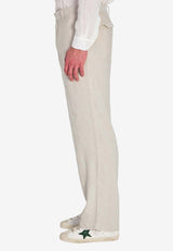 Barena Venezia Delfo Linen Blend Herringbone Pants Pearl PAU5443-4146-538
