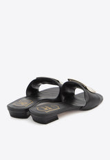 Roger Vivier Belle Vivier Leather Flat Sandals Black RVW816449209-1TB-999