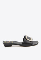 Roger Vivier Belle Vivier Leather Flat Sandals Black RVW816449209-1TB-999
