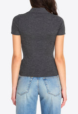 Max Mara Albero Ribbed Wool Polo T-shirt Gray 261136117-1600-008