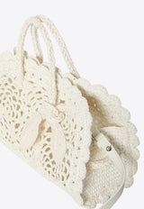 Jacquemus Small Le Turismo Crochet Knit Top Handle Bag White BAW00448A-W00623-100