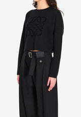 Loewe Anagram Wool-Blend Cropped Sweater Black S359Y14KJM--1100