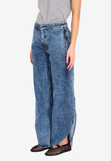 Alaïa Petals Wide-Leg Jeans Blue AA9P0253T535C--524